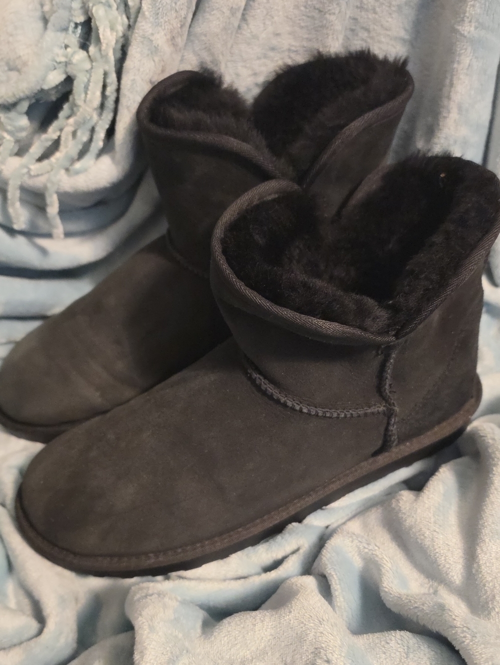 Women's Cozy Black Shearling Winter Boots 11